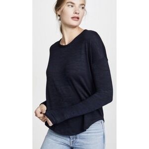 Rag & Bone Hudson Navy Blue Space‎ Dye Long Sleeve Relaxed Knit Top XS